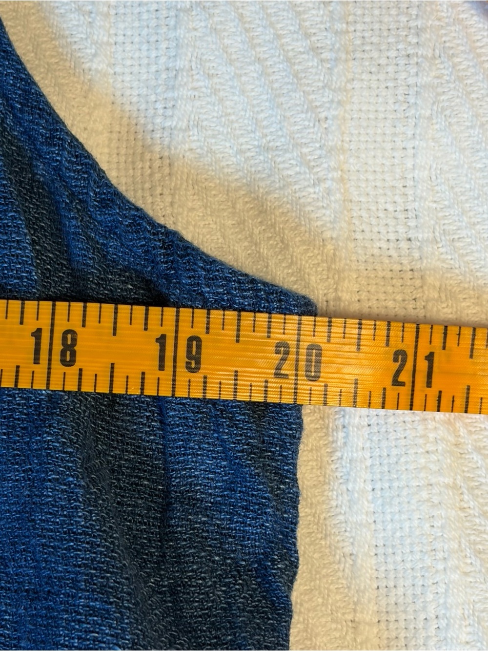 Faherty Dress XXL Isha Basketweave Indigo Blue 100% Linen Knit Pintuck Pockets - Picture 10 of 11